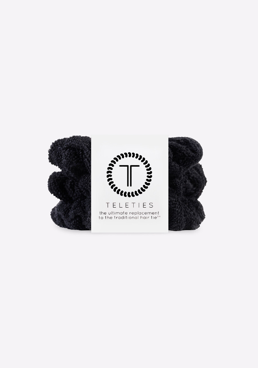 tiefschwarze frottee-haargummis klein – 3er-pack