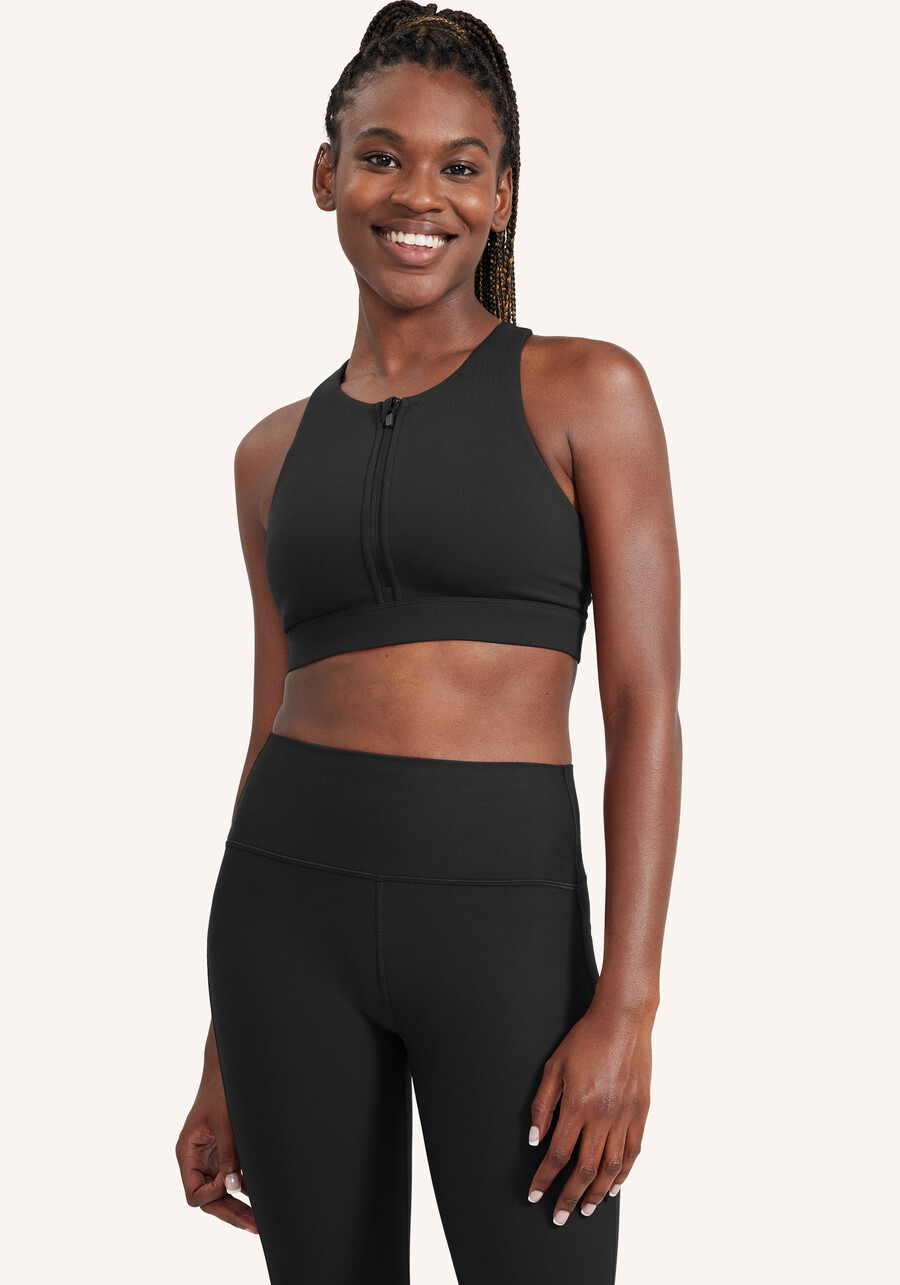 cadent high neck zip bra