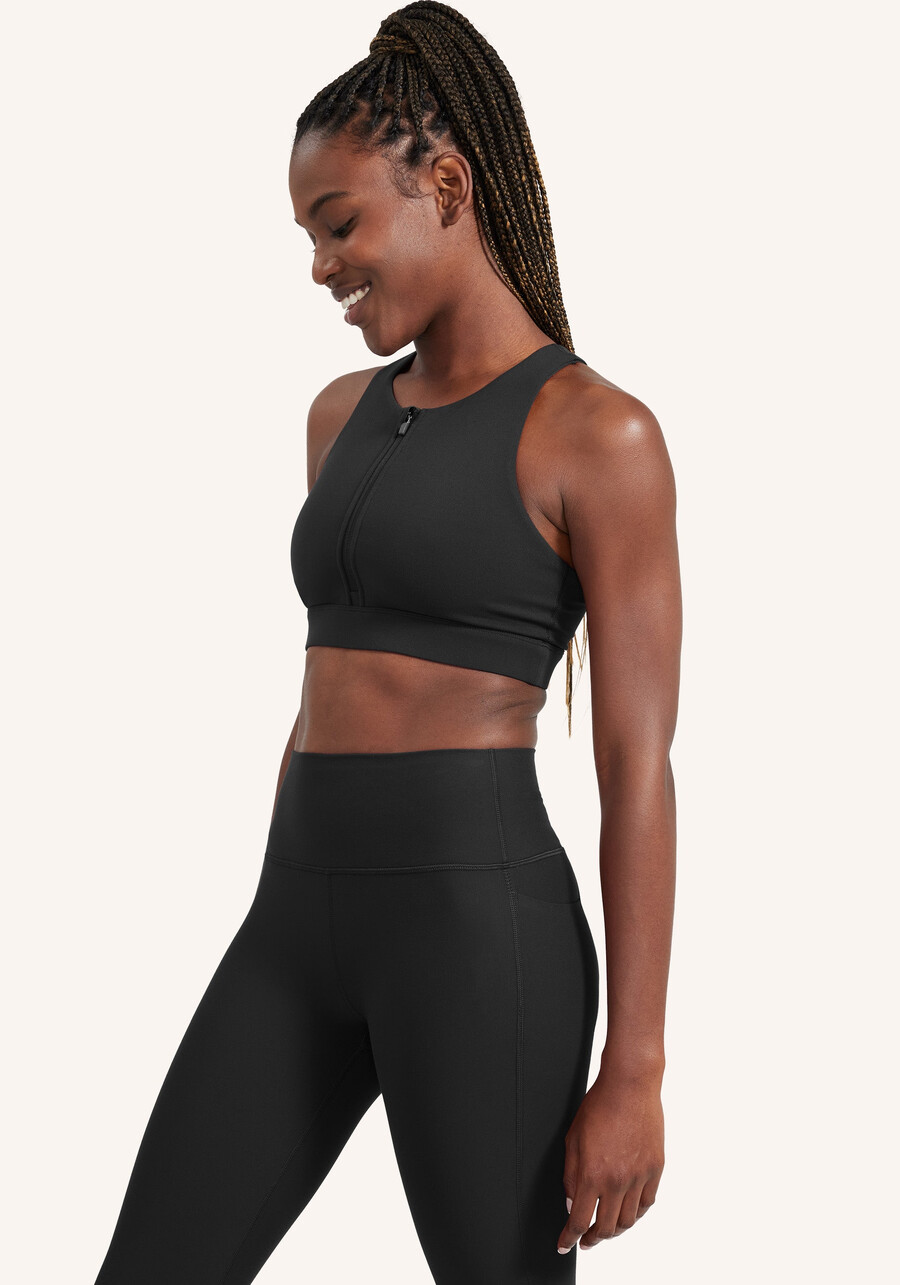 cadent high neck zip bra
