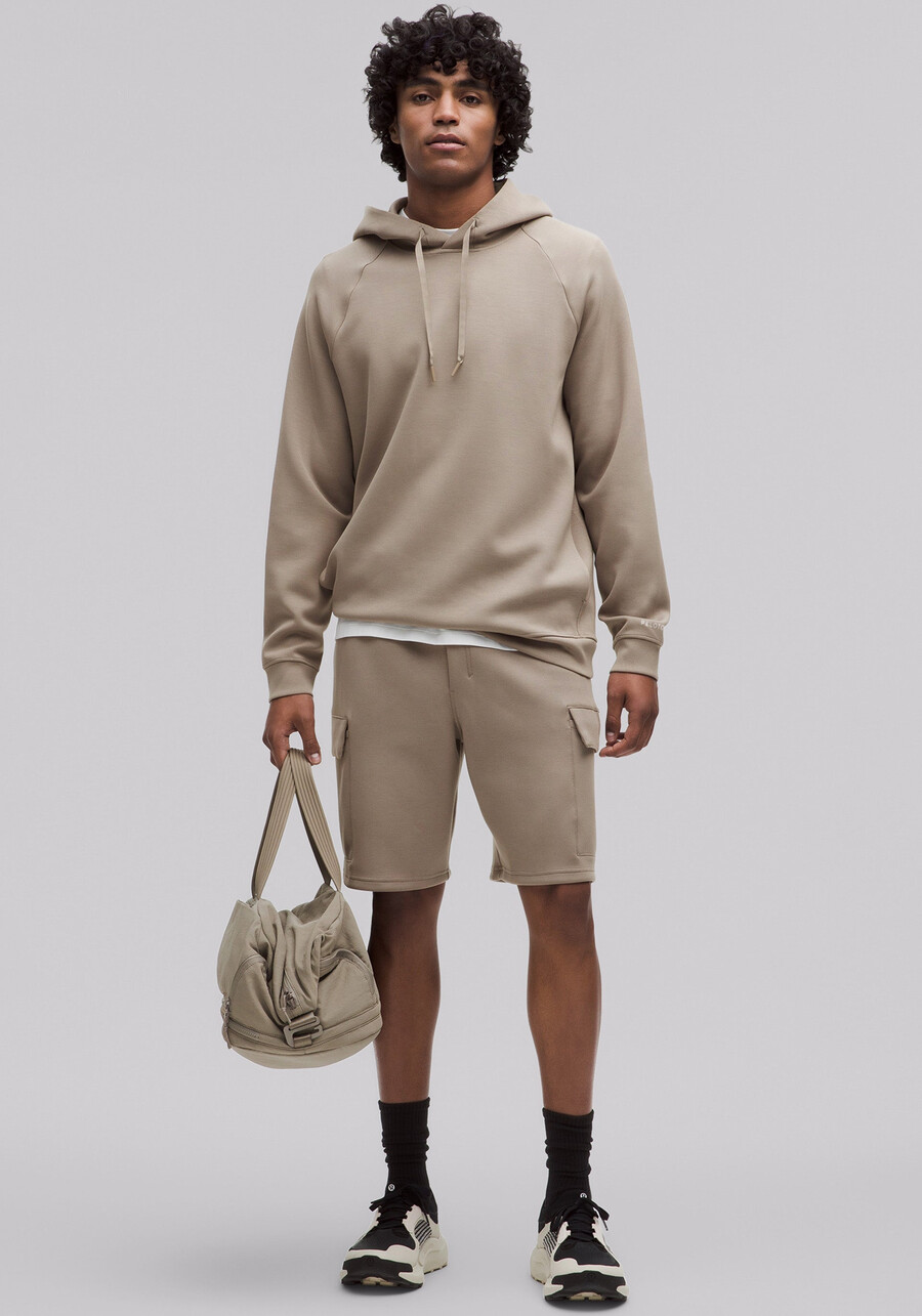 klassischer pullover-hoodie mit glattem spacer-muster