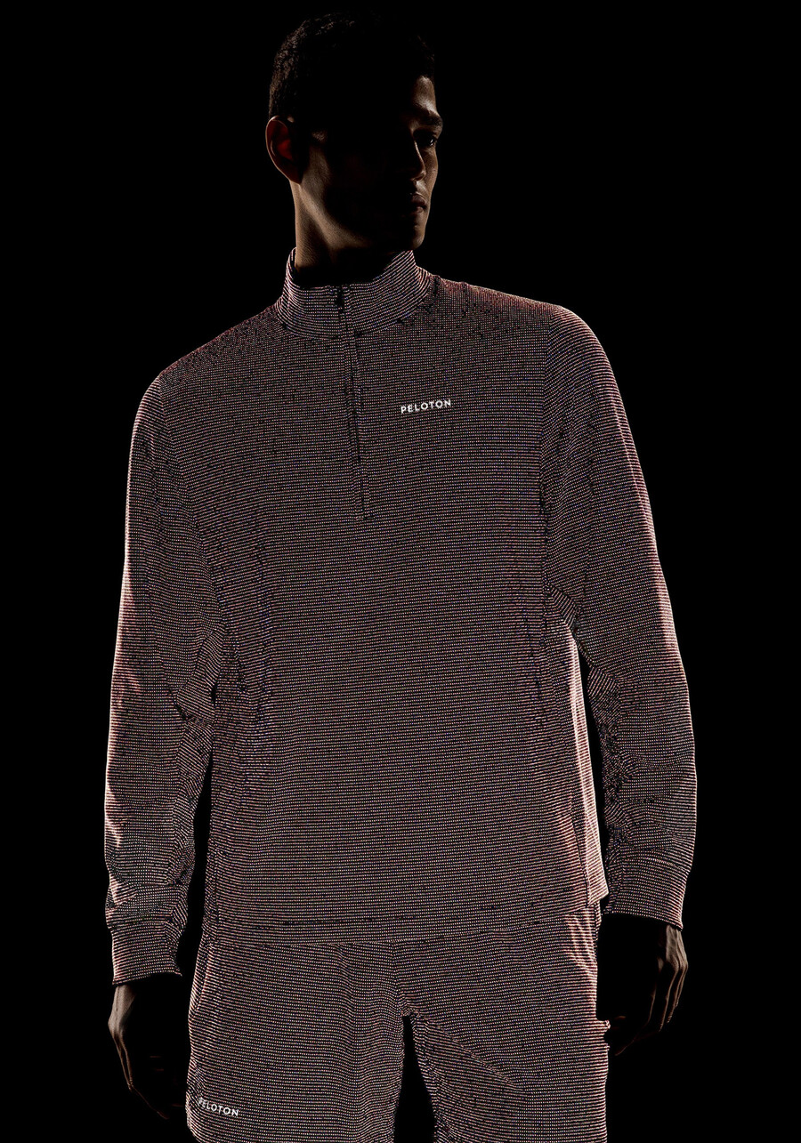 reflektierender strick-laufpullover mit halbem reißverschluss