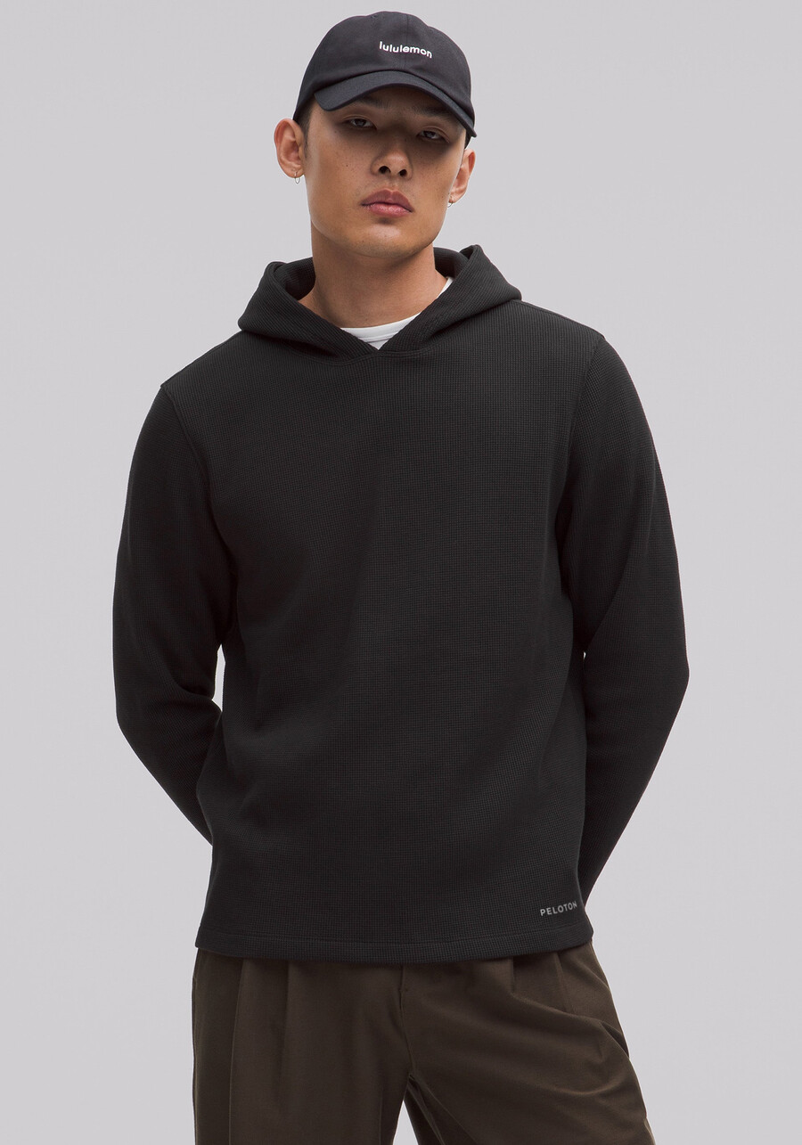 hoodie aus baumwollmischgewebe mit waffelstrickmuster