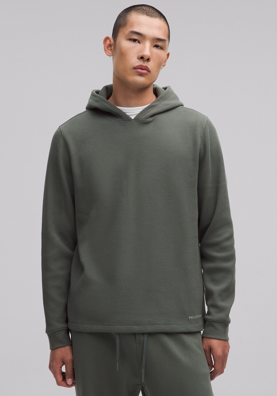 hoodie aus baumwollmischgewebe mit waffelstrickmuster