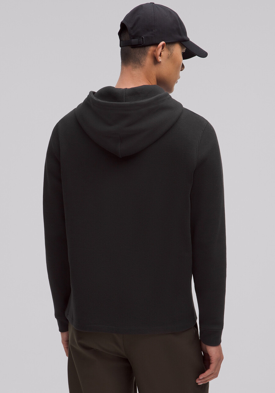 hoodie aus baumwollmischgewebe mit waffelstrickmuster