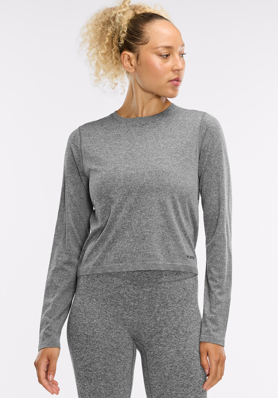 nahtloses melange-langarmshirt