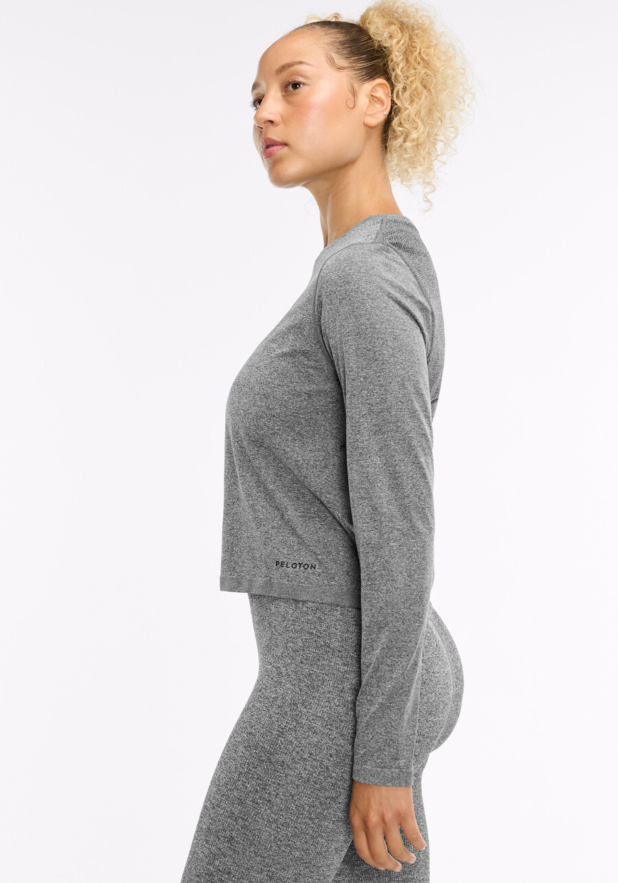 nahtloses melange-langarmshirt