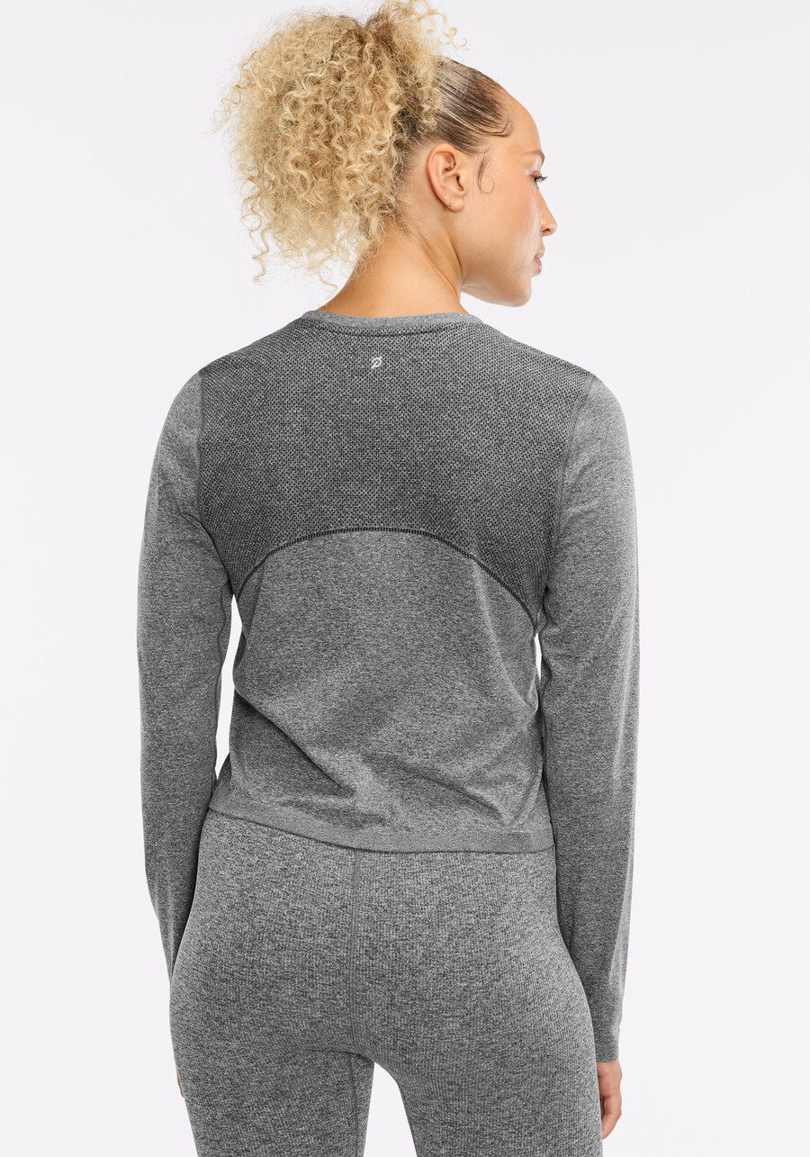 nahtloses melange-langarmshirt