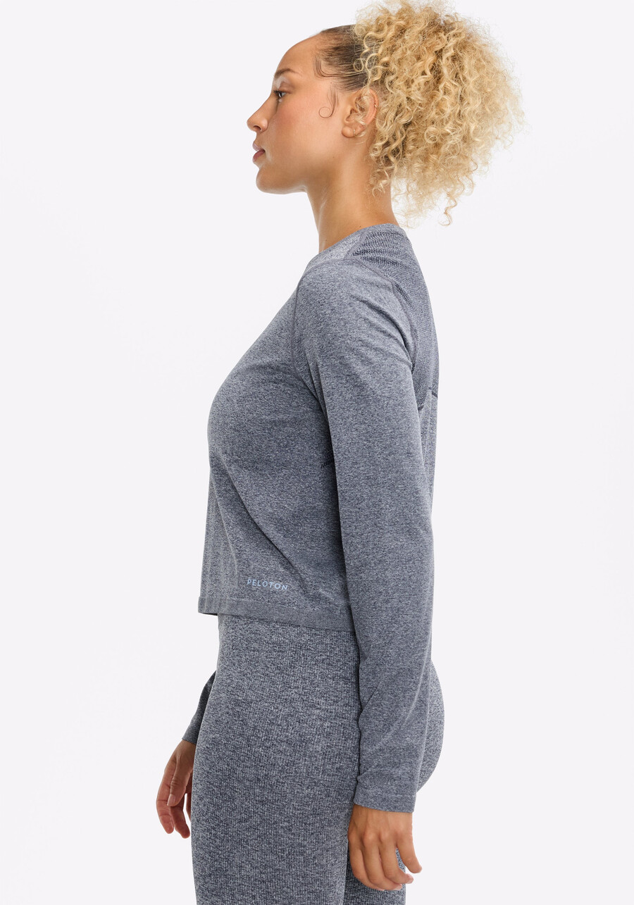 nahtloses melange-langarmshirt