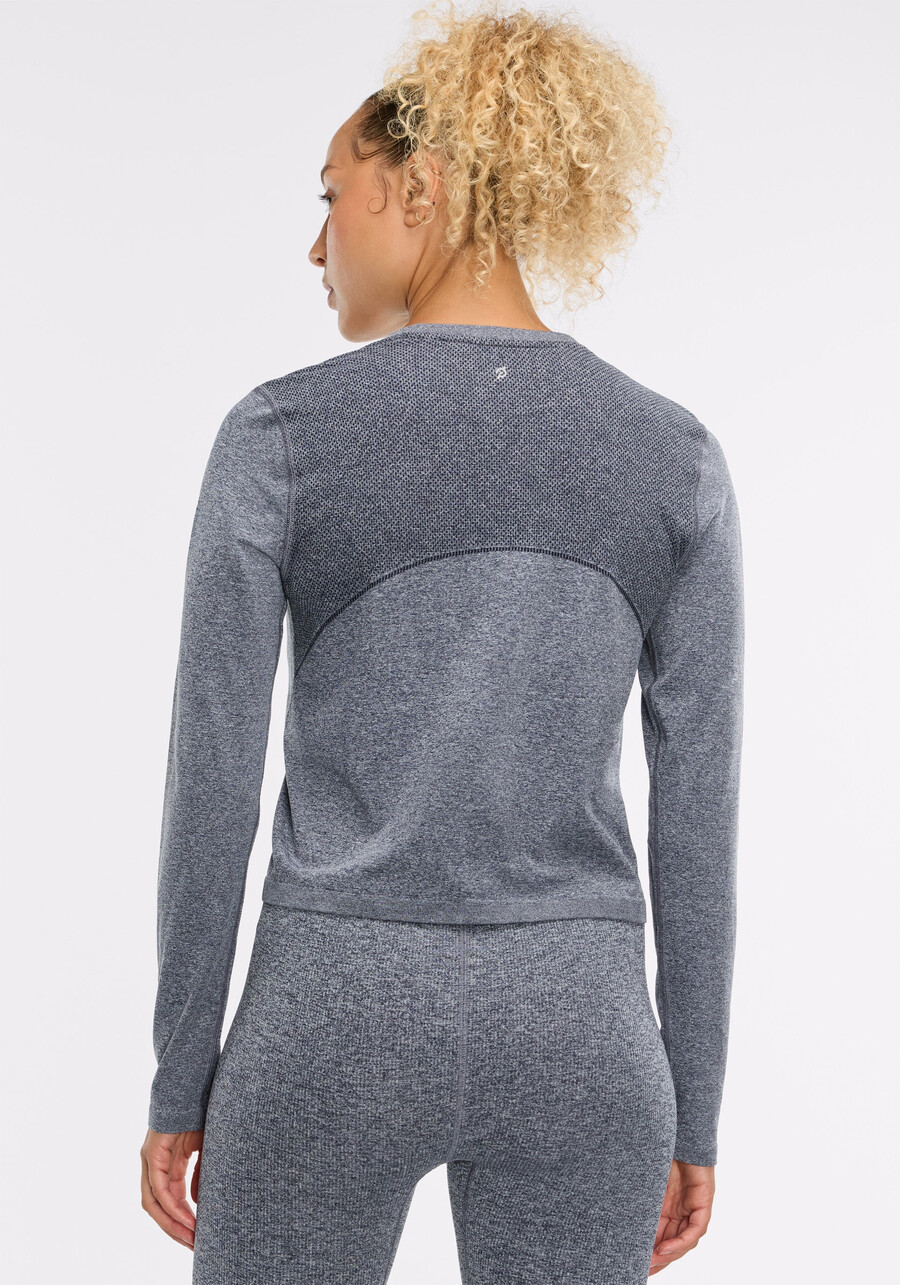 nahtloses melange-langarmshirt