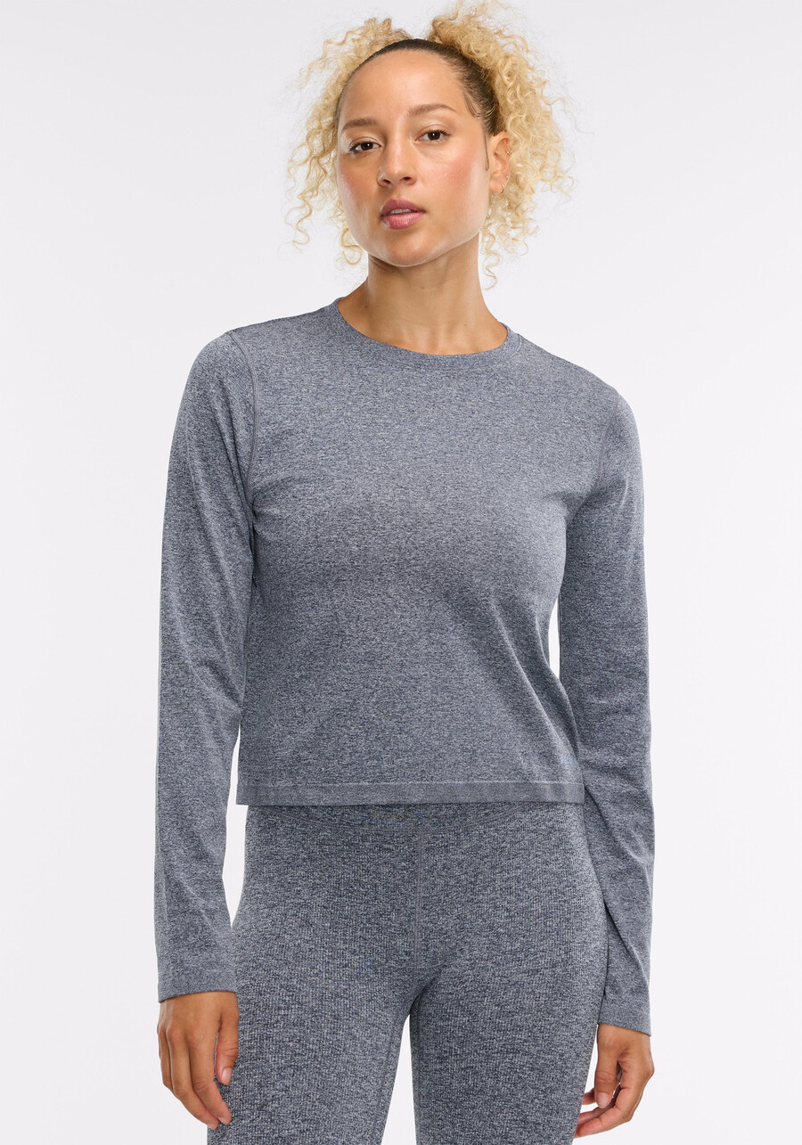 nahtloses melange-langarmshirt