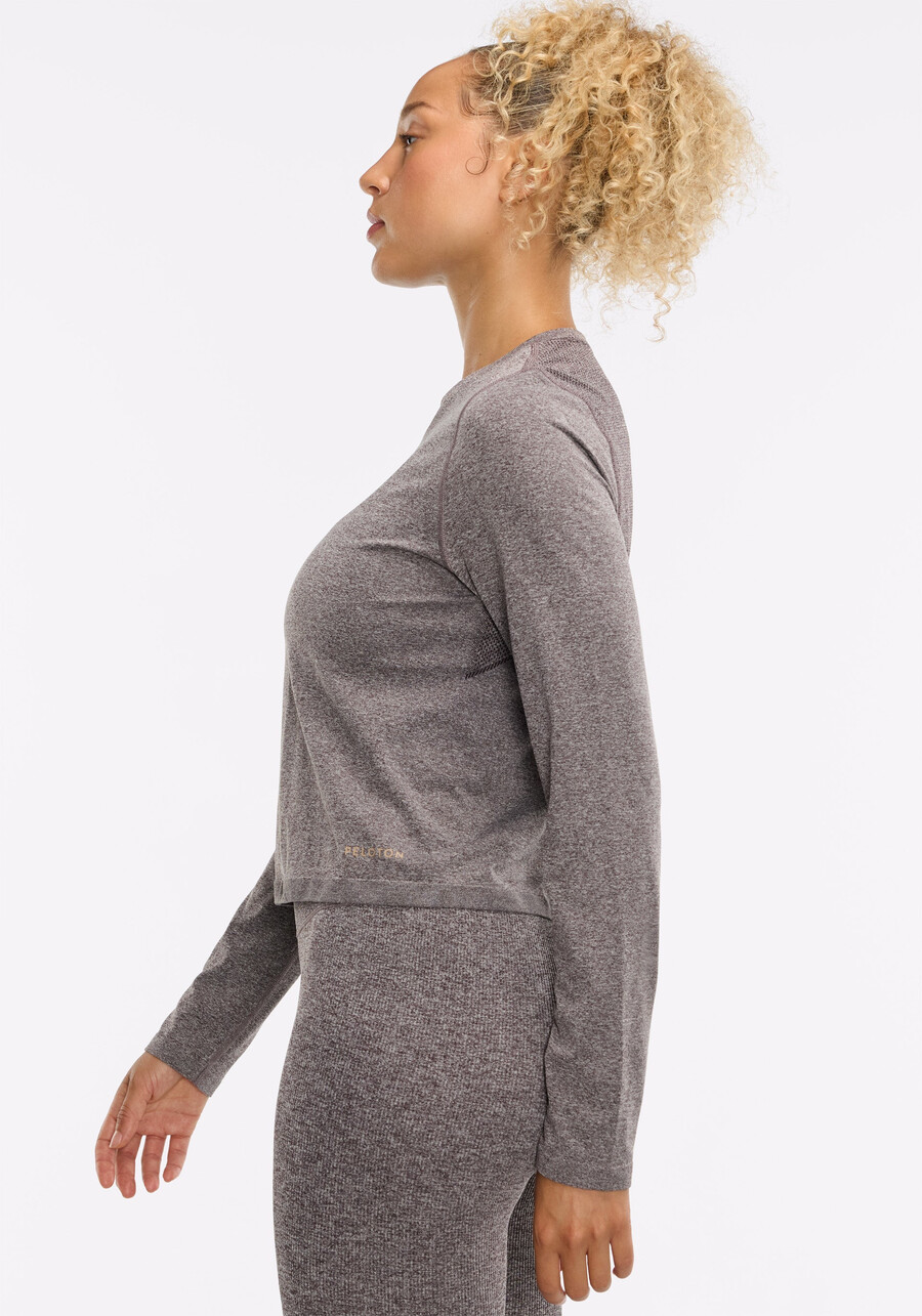 nahtloses melange-langarmshirt