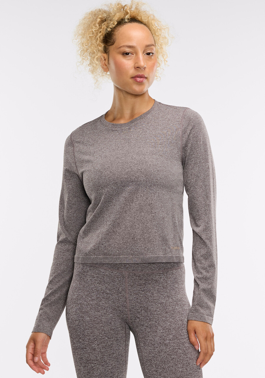 nahtloses melange-langarmshirt