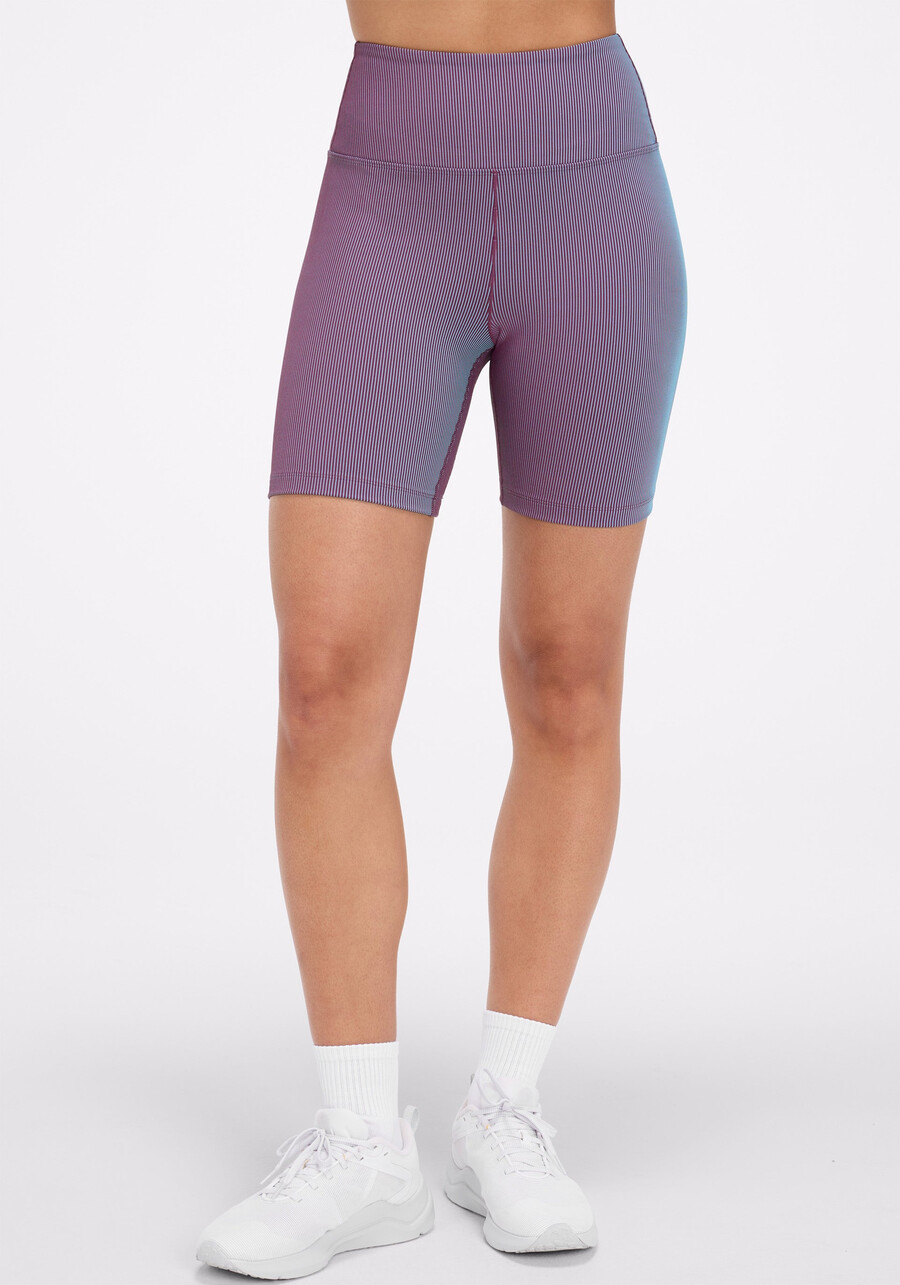 zweifarbige gerippte high-rise-radhose 7 zoll