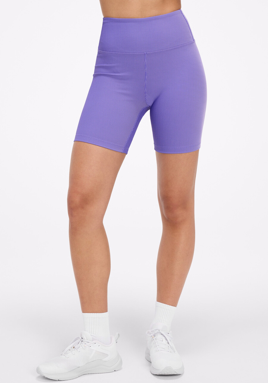 zweifarbige gerippte high-rise-radhose 7 zoll