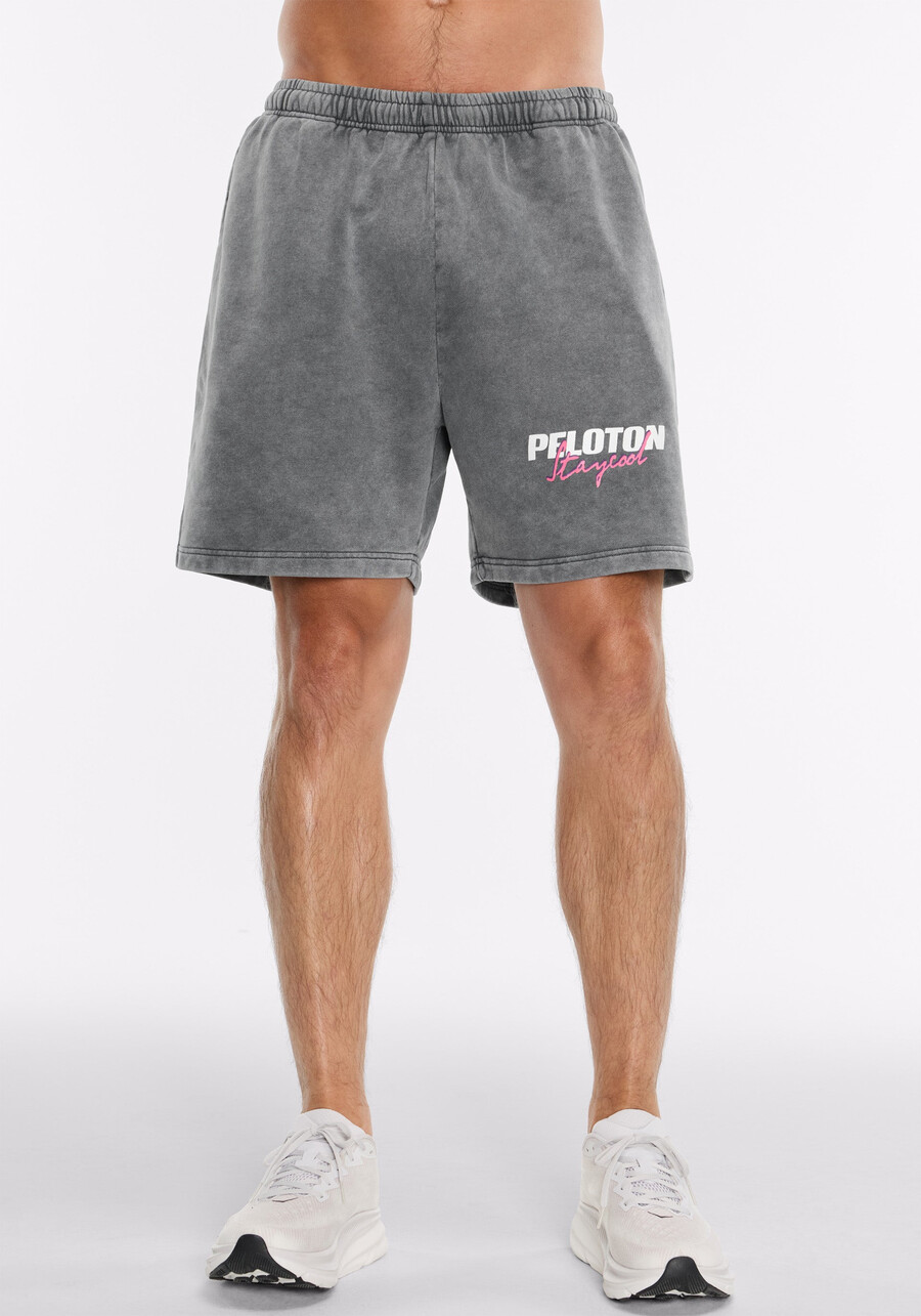 peloton x staycool acid wash logo shorts