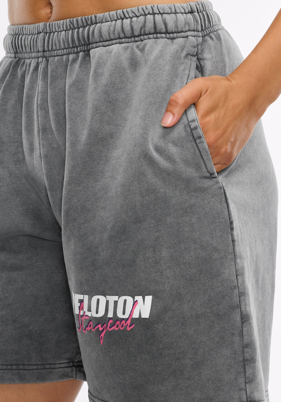 peloton x staycool acid wash logo shorts