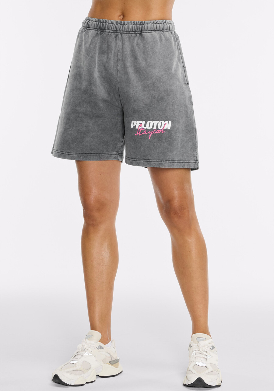 peloton x staycool acid wash logo shorts