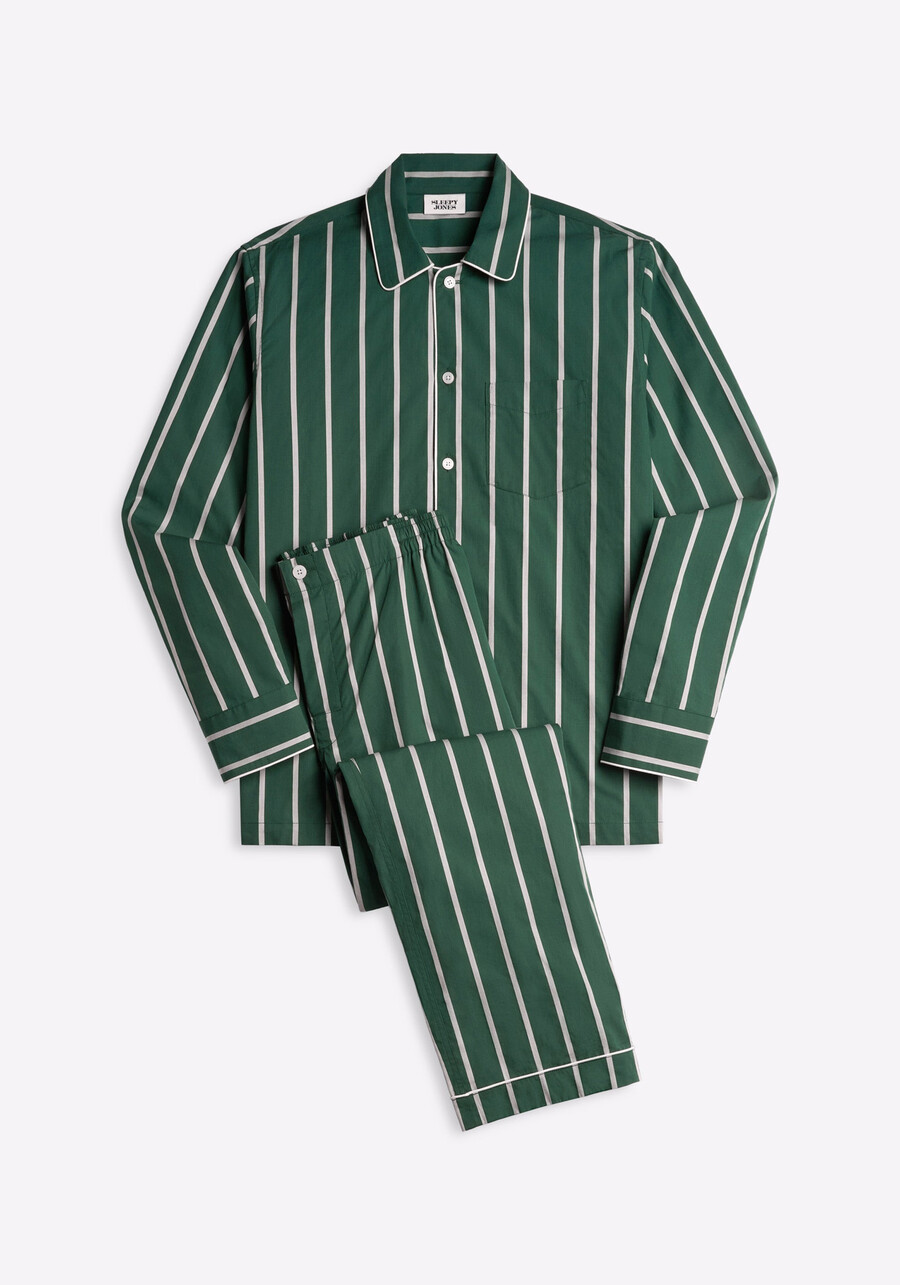herren-pyjama-set henry in hunter creme gestreift