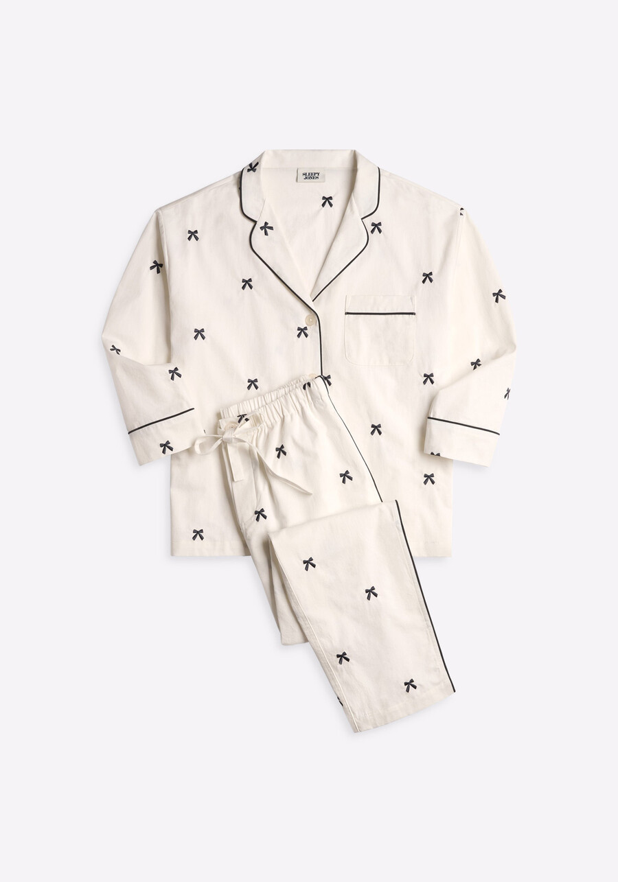 damen-pyjama-set „marina mit schleifenstickerei