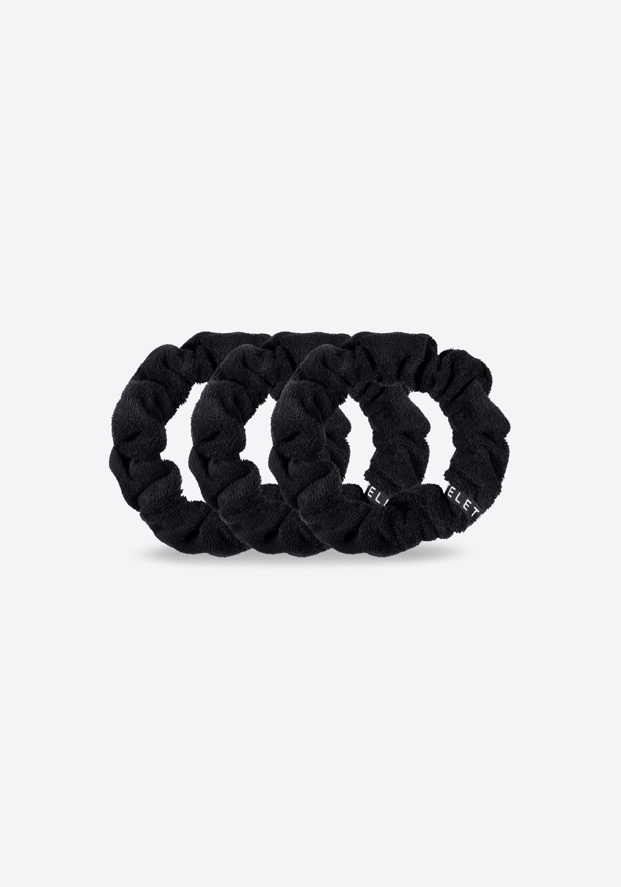 tiefschwarze frottee-haargummis klein – 3er-pack