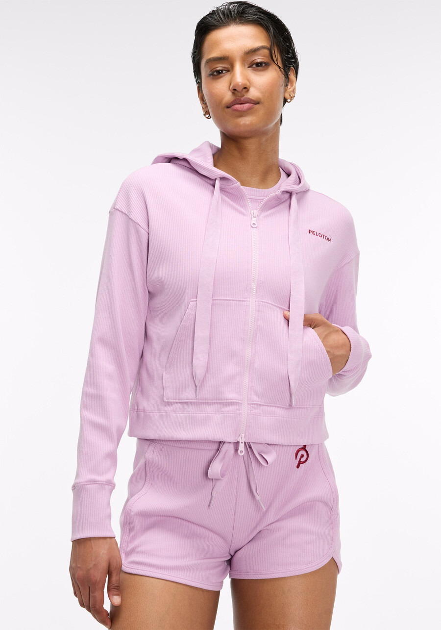 gerippter crop-hoodie