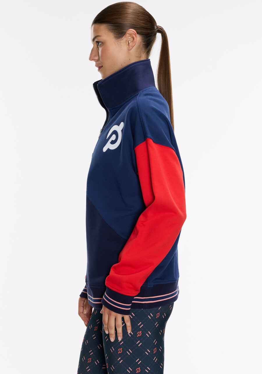 baumwoll-pullover mit viertelreißverschluss
