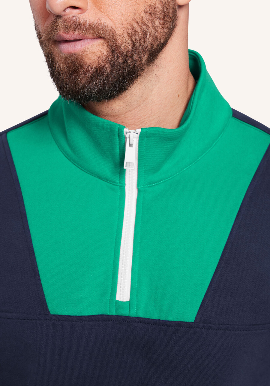 weiches sweatshirt aus french terry mit halbem reißverschluss