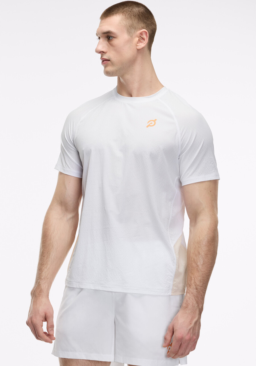 kurzarm-shirt mit grid-jacquard-farbblockmuster