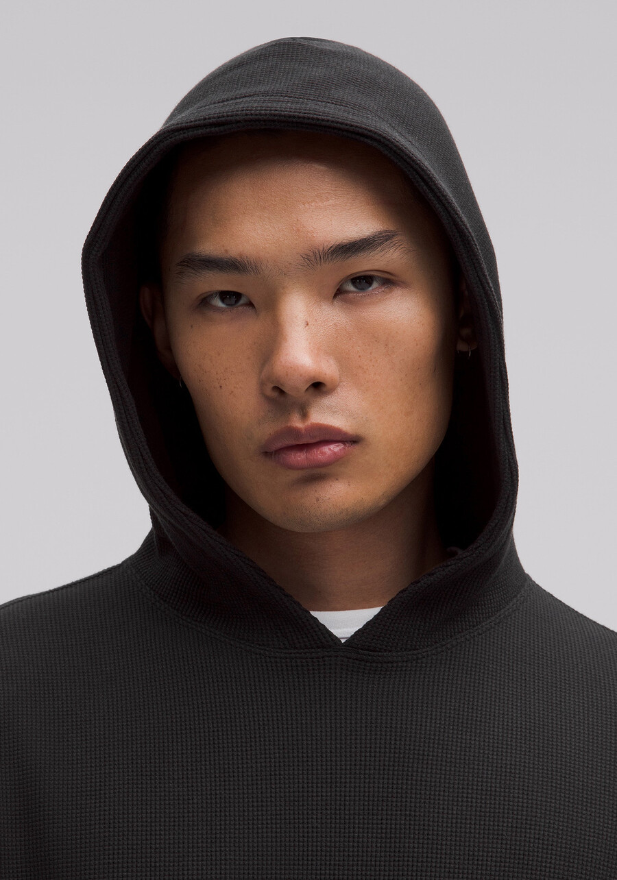 hoodie aus baumwollmischgewebe mit waffelstrickmuster